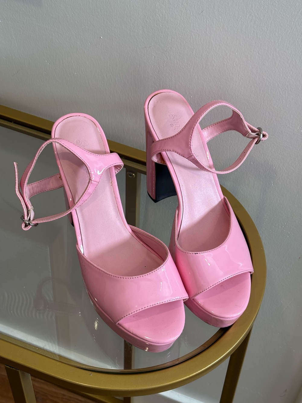 SugarThrillz Pink Rhinestone Platform Heel